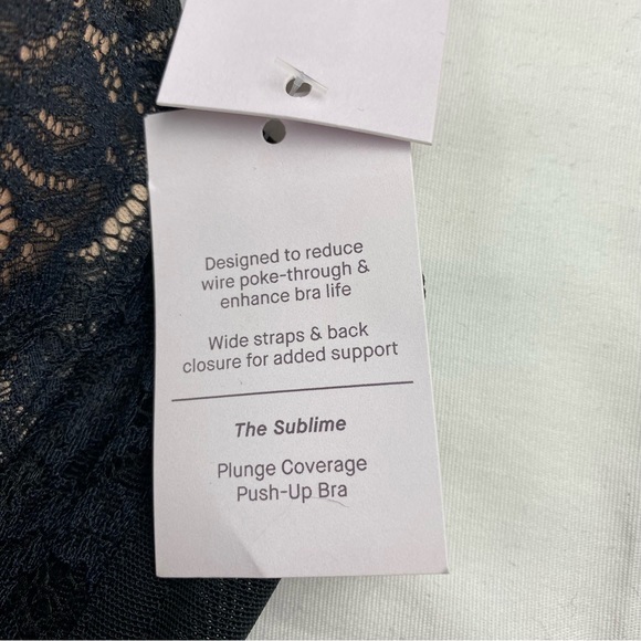 Auden The Sublime Bra 46D Black Lace Plunge Coverage Push Up Underwire NEW - Picture 9 of 12